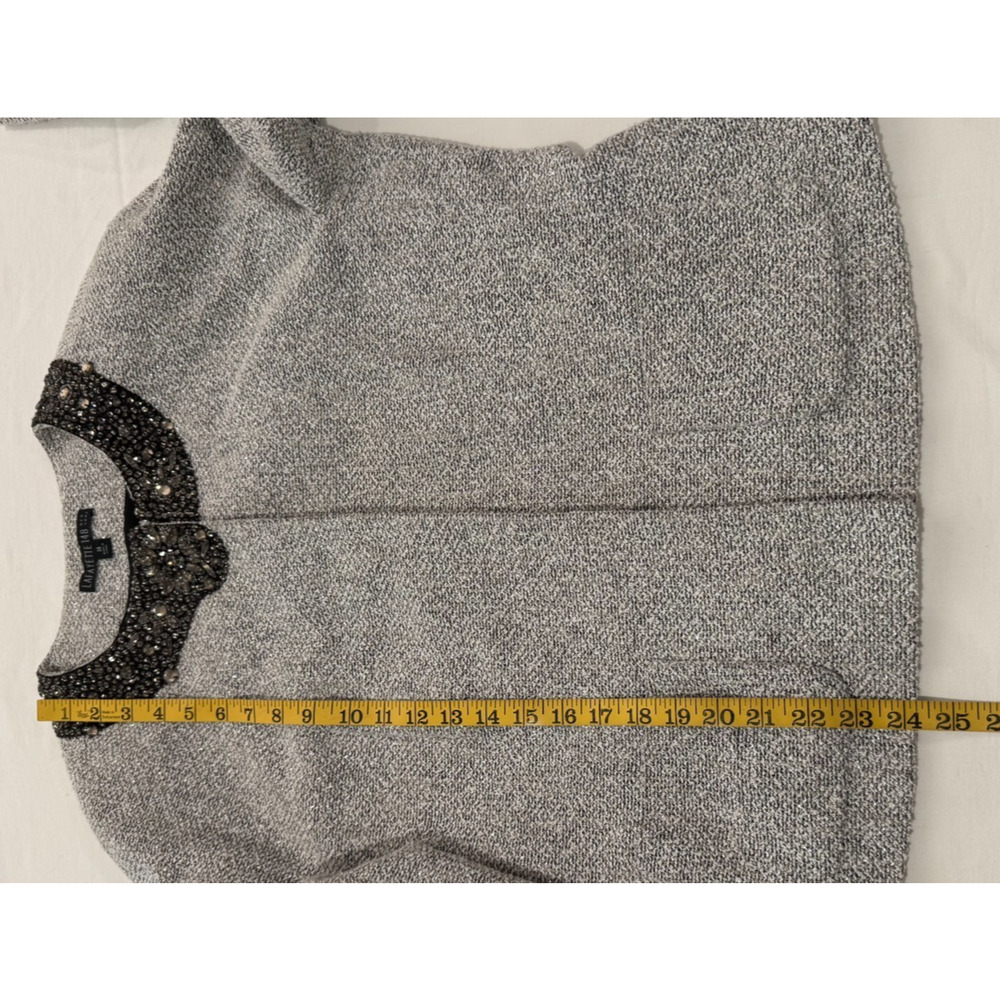 Lafayette 148 Embellished Snap Jacket Metallic Silver Tweed Sz 14 Party MOB MOG - Picture 6 of 13